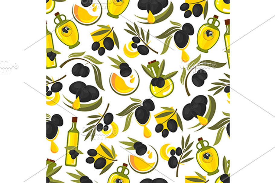 Black olives branches, oil pattern in Patterns - product preview 8