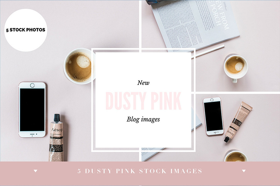 Dusty pink blog photos - 5 images in Product Mockups - product preview 8