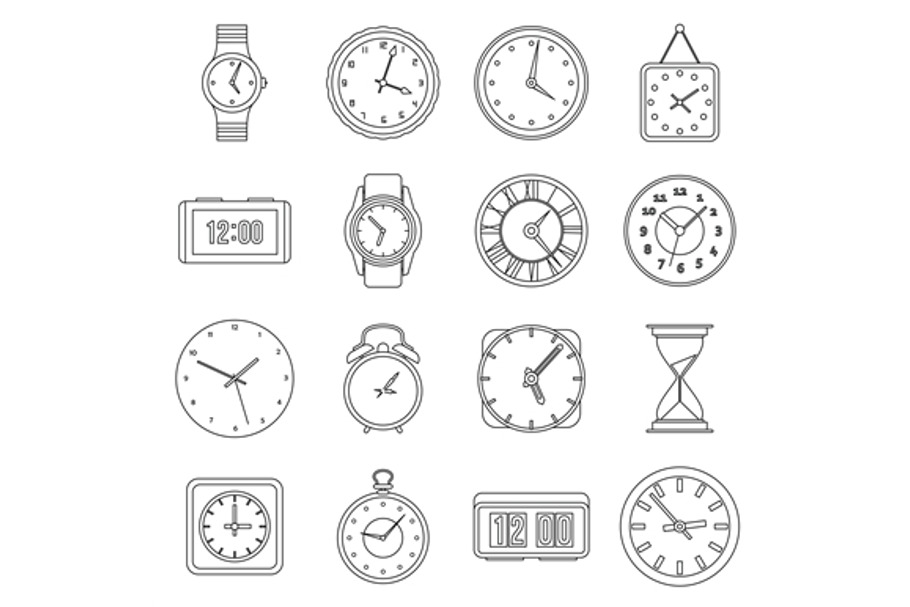 Time and Clock icons set