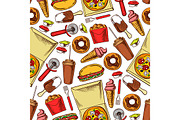 Fast food snacks, drinks pattern