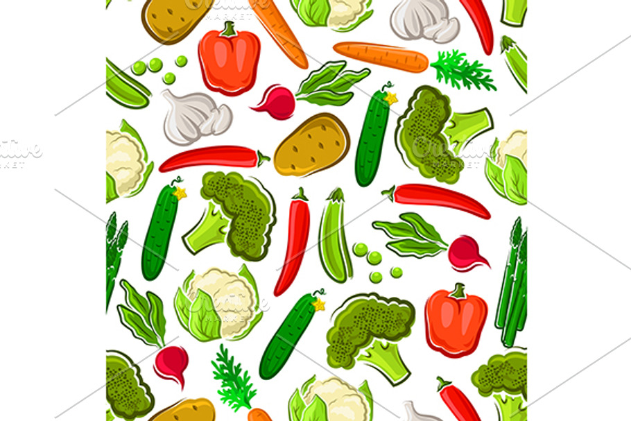 Natural vegetables seamless pattern in Patterns - product preview 8