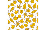 Yellow falling leaves autumn pattern