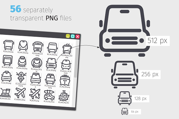 Transport Line Icons Set in Line Icons - product preview 2