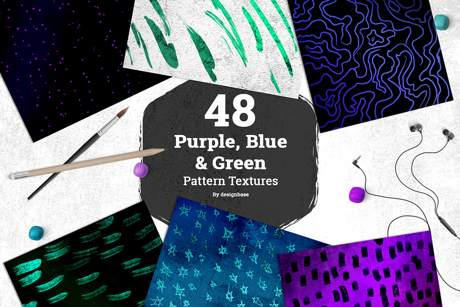 48 Purple, Blue & Green Patterns