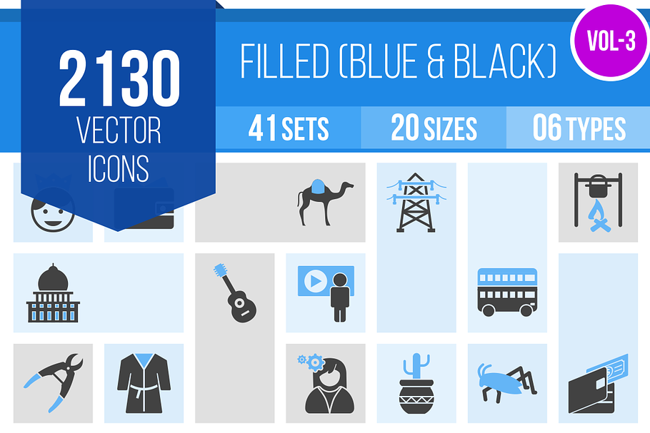 2130 Blue & Black Icons (V3)