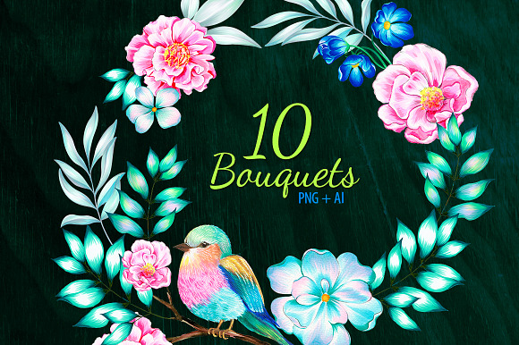 Amazing Botanic 2 - floral elements. in Illustrations - product preview 2