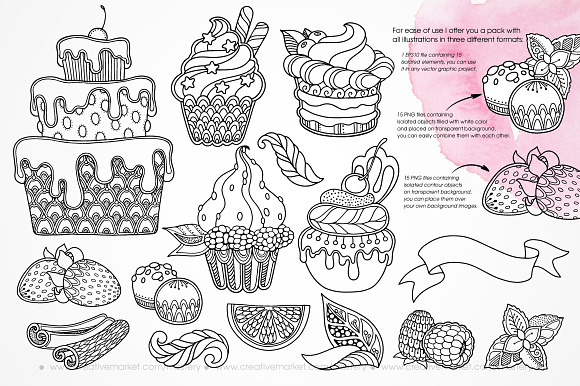 Dessert. Graphic illustrations set in Illustrations - product preview 1