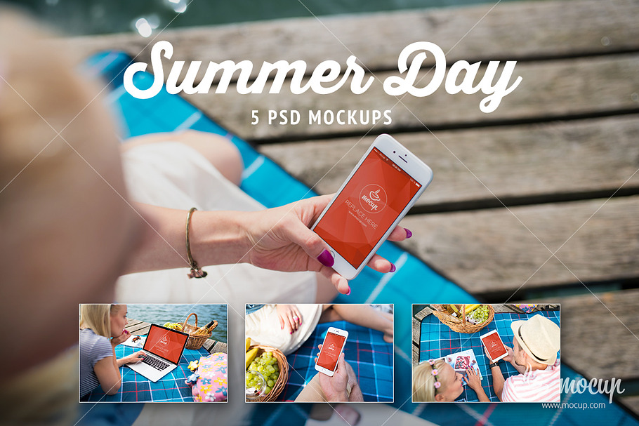 5 PSD Mockups Summer Day in Mobile & Web Mockups - product preview 8