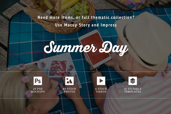 5 PSD Mockups Summer Day in Mobile & Web Mockups - product preview 2
