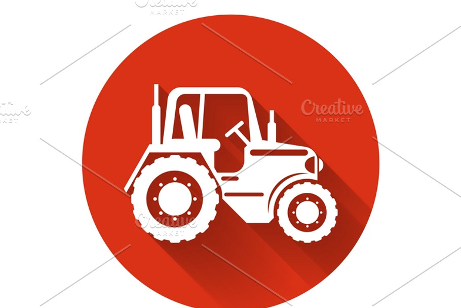 Flat tractor icon in Illustrations - product preview 8