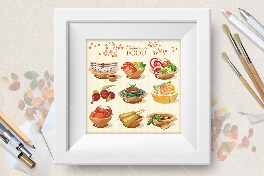 Set of popular vietnamese food in Illustrations - product preview 8