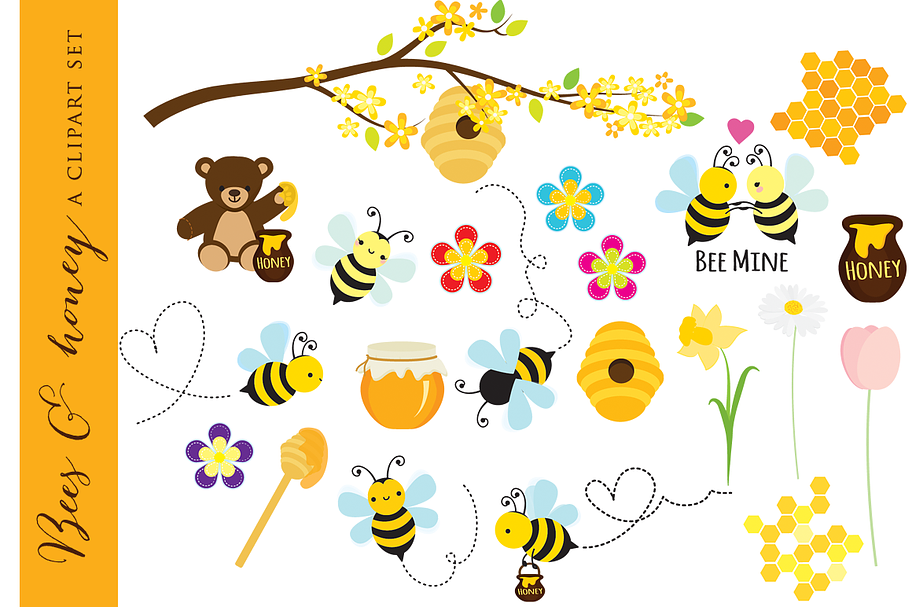 Bees clipart clip art honey bear  in Illustrations - product preview 8