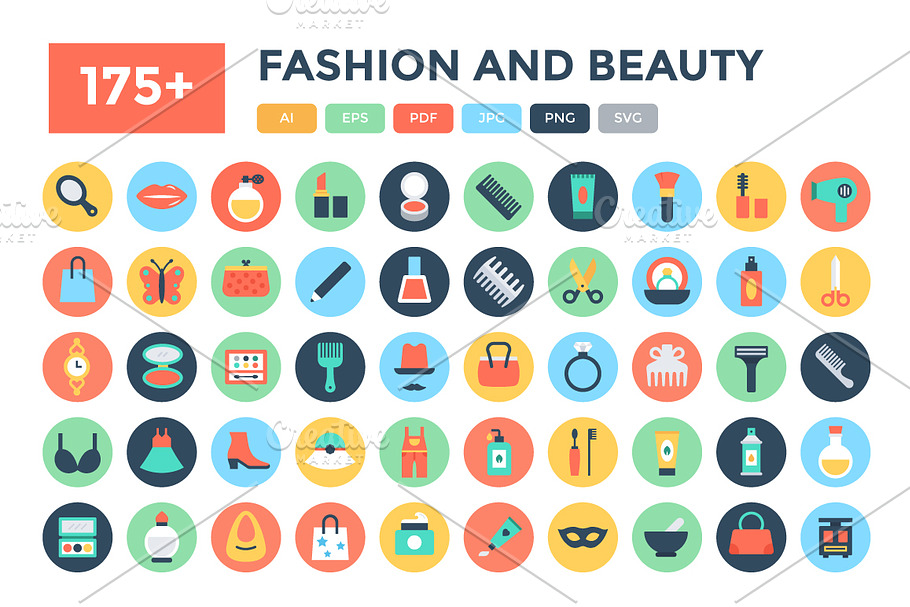 175+ Flat Fashion and Beauty Icons