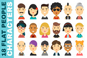 Set of 18 people flat characters