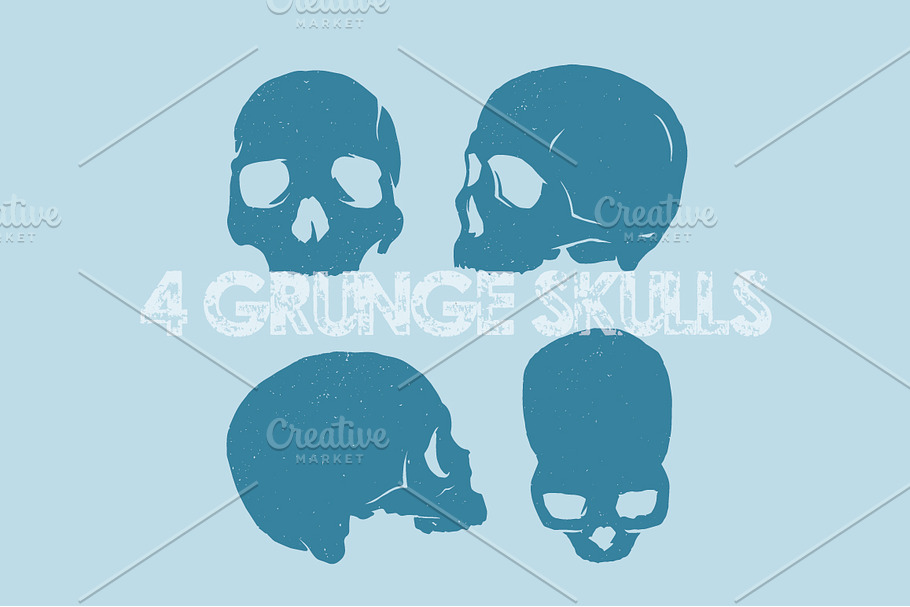4 Grunge Vector Skulls in Illustrations - product preview 8