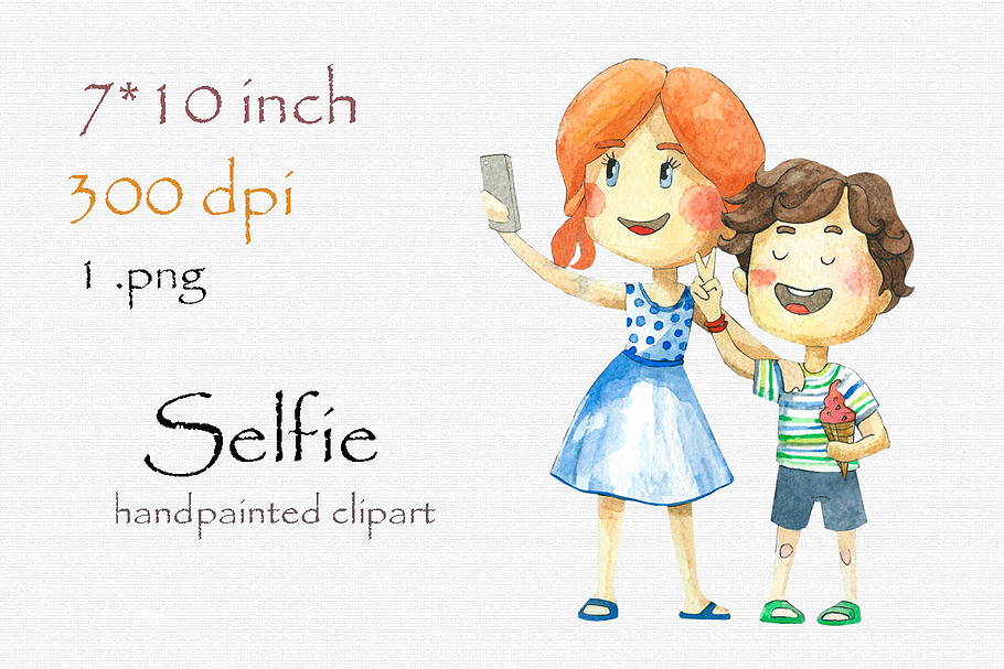 Digital clipart, selfie in Illustrations - product preview 8