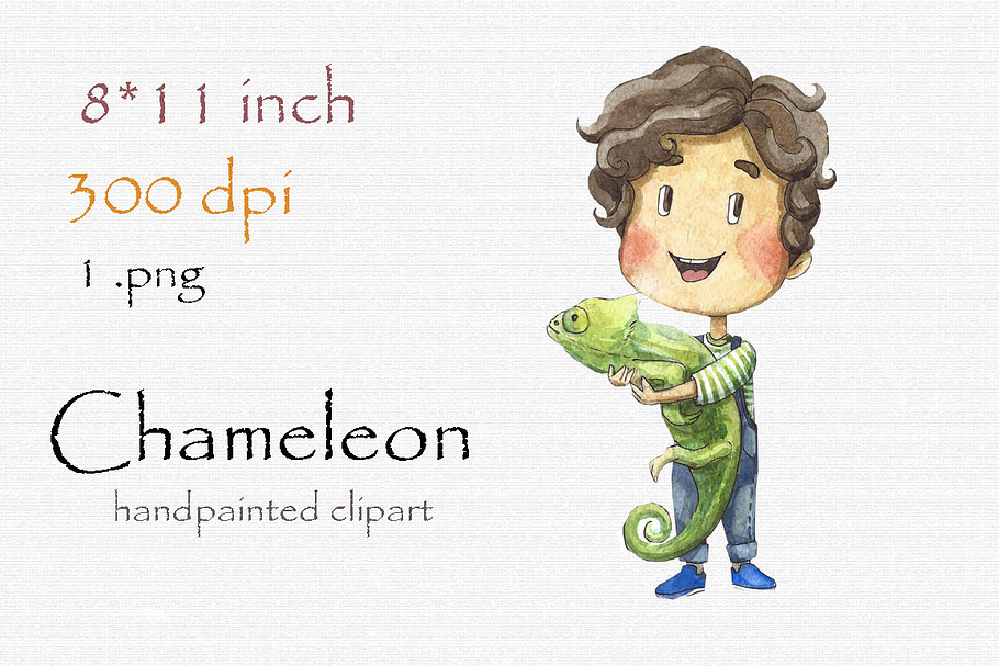 Digital clipart, chameleon in Illustrations - product preview 8