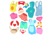 Clothes Icons set, cartoon style