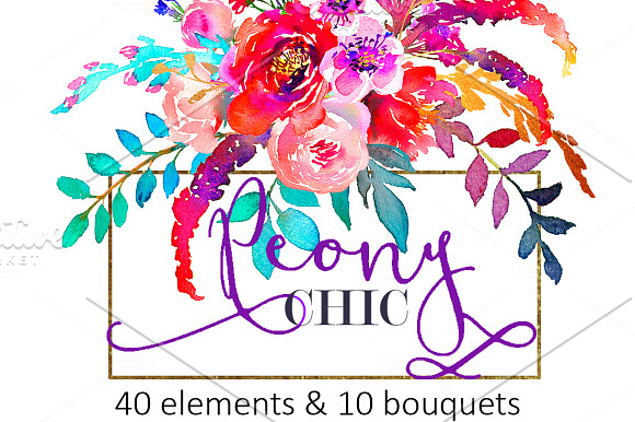 Purple Watercolor Flowers Clipart  in Illustrations - product preview 5