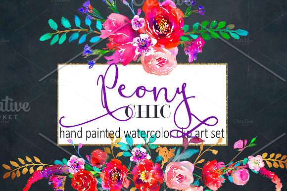 Purple Watercolor Flowers Clipart  in Illustrations - product preview 7