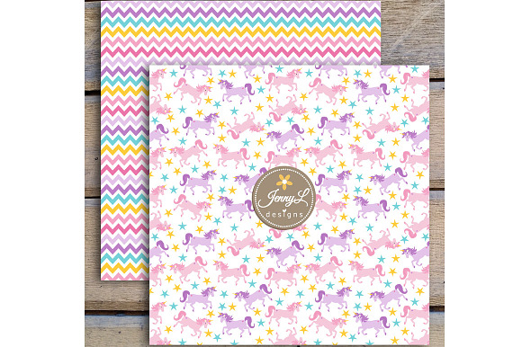 Unicorn Digital Papers & Clipart in Patterns - product preview 2