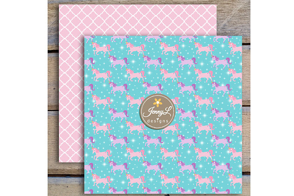 Unicorn Digital Papers & Clipart in Patterns - product preview 4