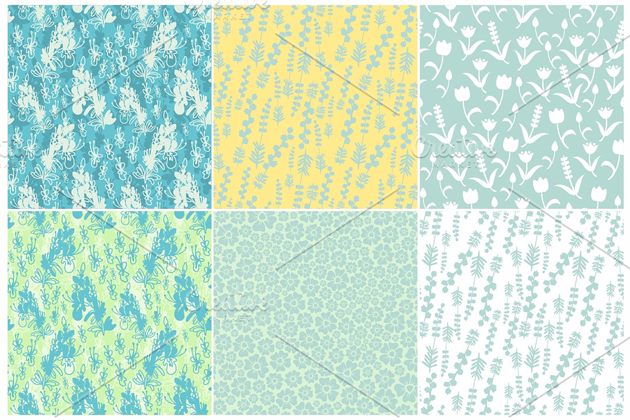Set of seamless floral patterns in Textures - product preview 8