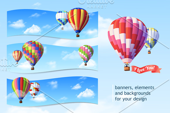 Air Balloons Realistic Set in Illustrations - product preview 1