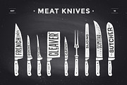 Meat cutting knives set