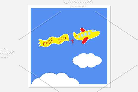 Cartoon plane. Love greeting cards. in Illustrations - product preview 1
