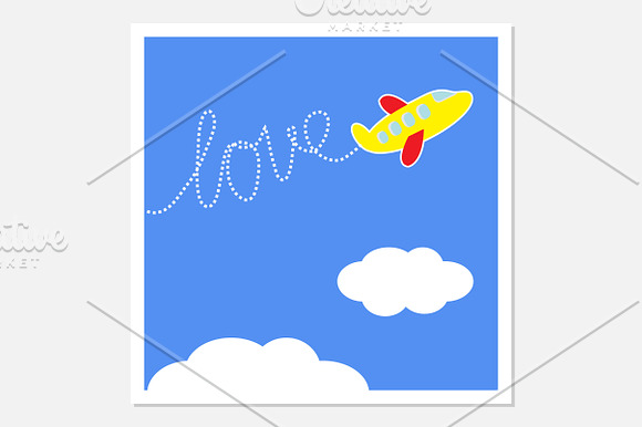 Cartoon plane. Love greeting cards. in Illustrations - product preview 3