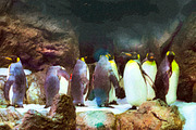 Penguins on artificial glacier