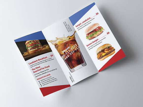 Fast Food Menu Trifold Brochure in Brochure Templates - product preview 2