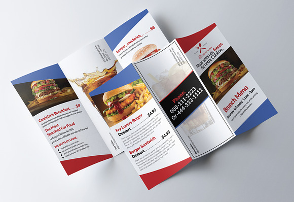 Fast Food Menu Trifold Brochure in Brochure Templates - product preview 3