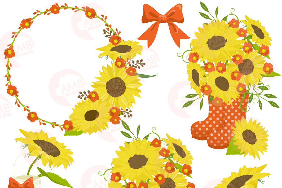 Sunflower Clipart Frames 1434 in Illustrations - product preview 8