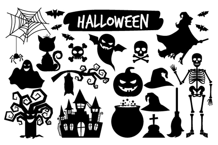 Halloween black silhouettes in Objects - product preview 8