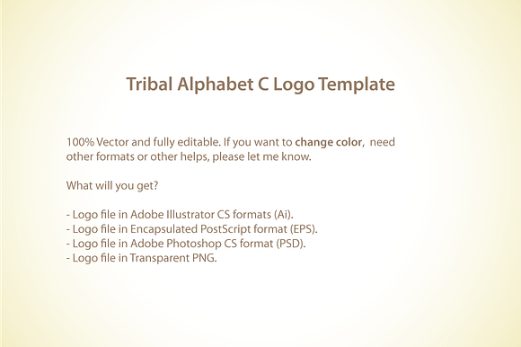 Tribal Alphabet C Logo Template in Logo Templates - product preview 4
