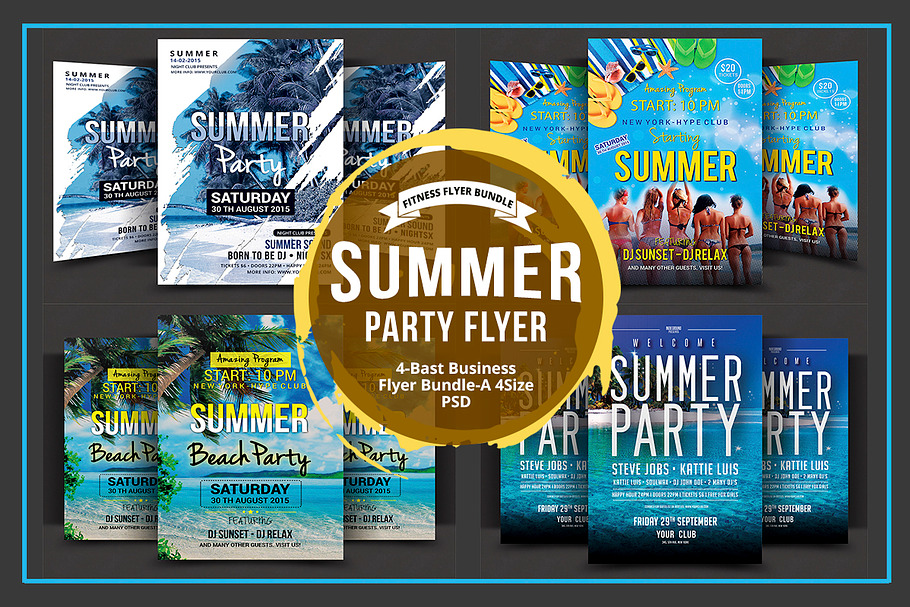 Summer Party Flyer Bundle in Flyer Templates - product preview 8