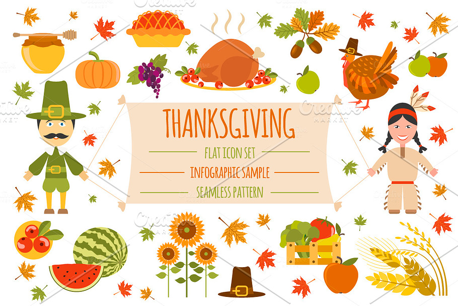 Thanksgiving day set in Illustrations - product preview 8