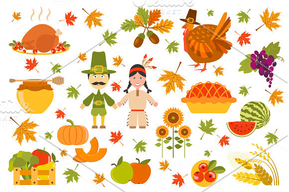 Thanksgiving day set in Illustrations - product preview 3