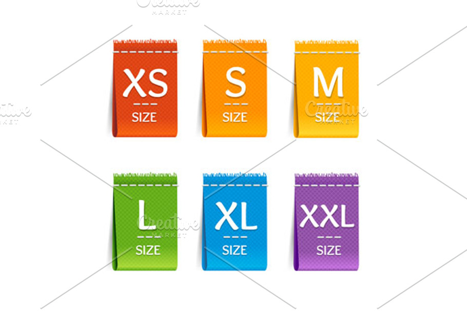 Color Size Clothing Labels Set.  in Objects - product preview 8