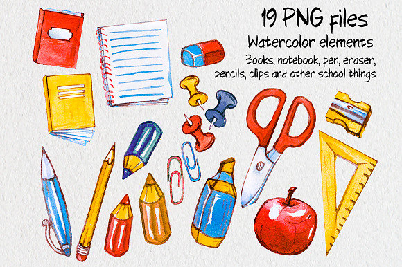 Watercolor Back to School in Illustrations - product preview 1