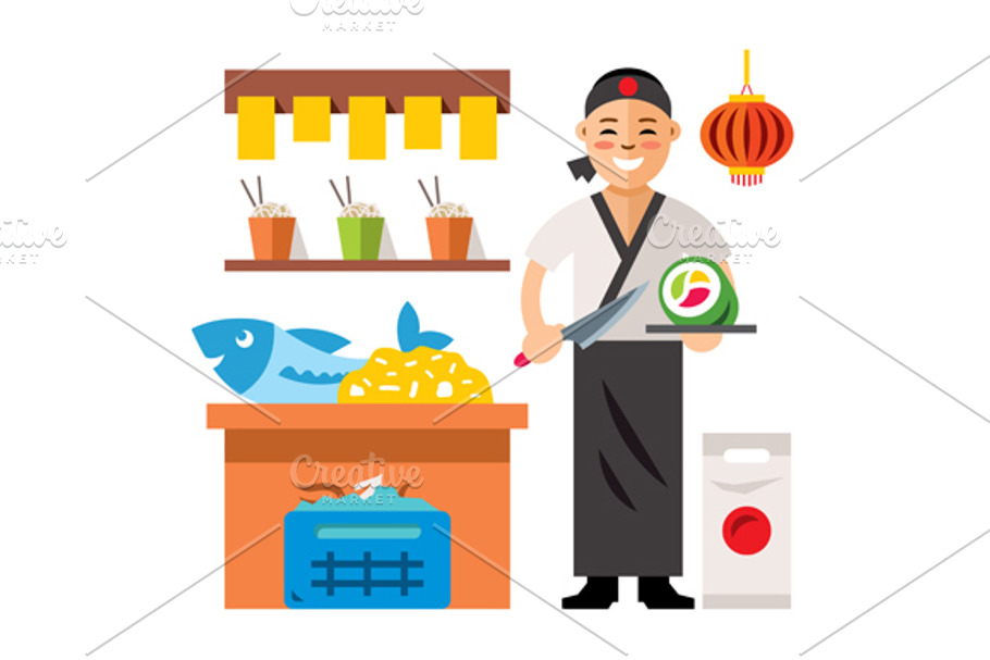 Sushi Chef in Illustrations - product preview 8