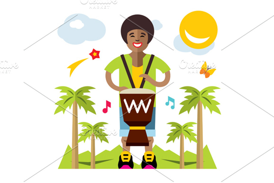 Man playing Djembe. African music in Illustrations - product preview 8