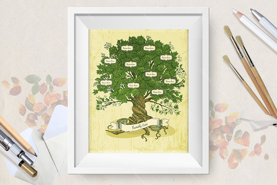 Genealogical tree on old paper in Illustrations - product preview 8