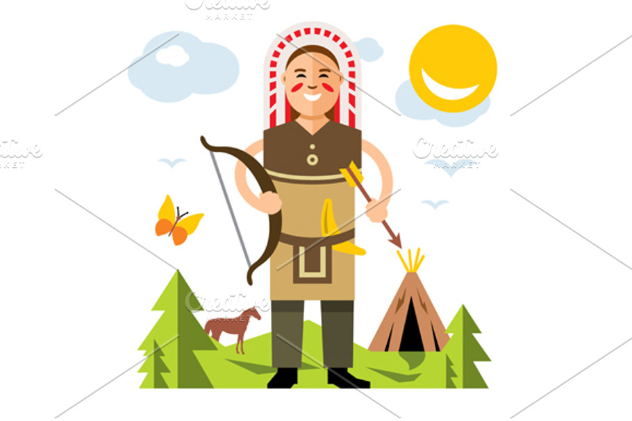Man with bow and arrow in Illustrations - product preview 8