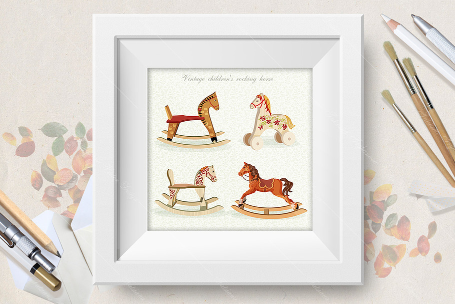 Vector set with rocking horses in Illustrations - product preview 8