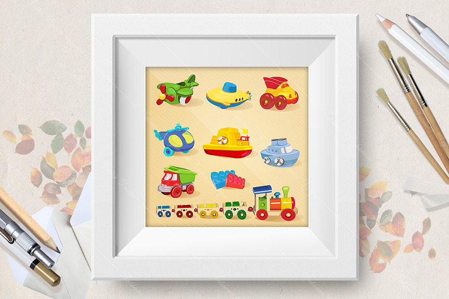 Set of cute vector toys in Illustrations - product preview 8