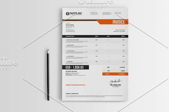 Price Invoice Template in Stationery Templates - product preview 1
