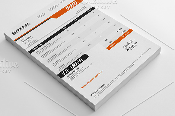 Price Invoice Template in Stationery Templates - product preview 3